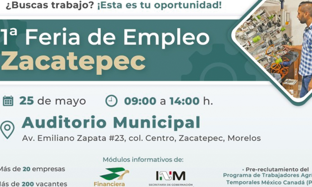 Realiza el SNE Morelos la Primera Feria de Empleo Zacatepec 2023, con 321 oportunidades laborales ofrecidas por 23 empresas