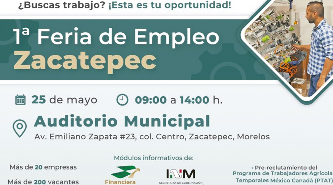 Realiza el SNE Morelos la Primera Feria de Empleo Zacatepec 2023, con 321 oportunidades laborales ofrecidas por 23 empresas