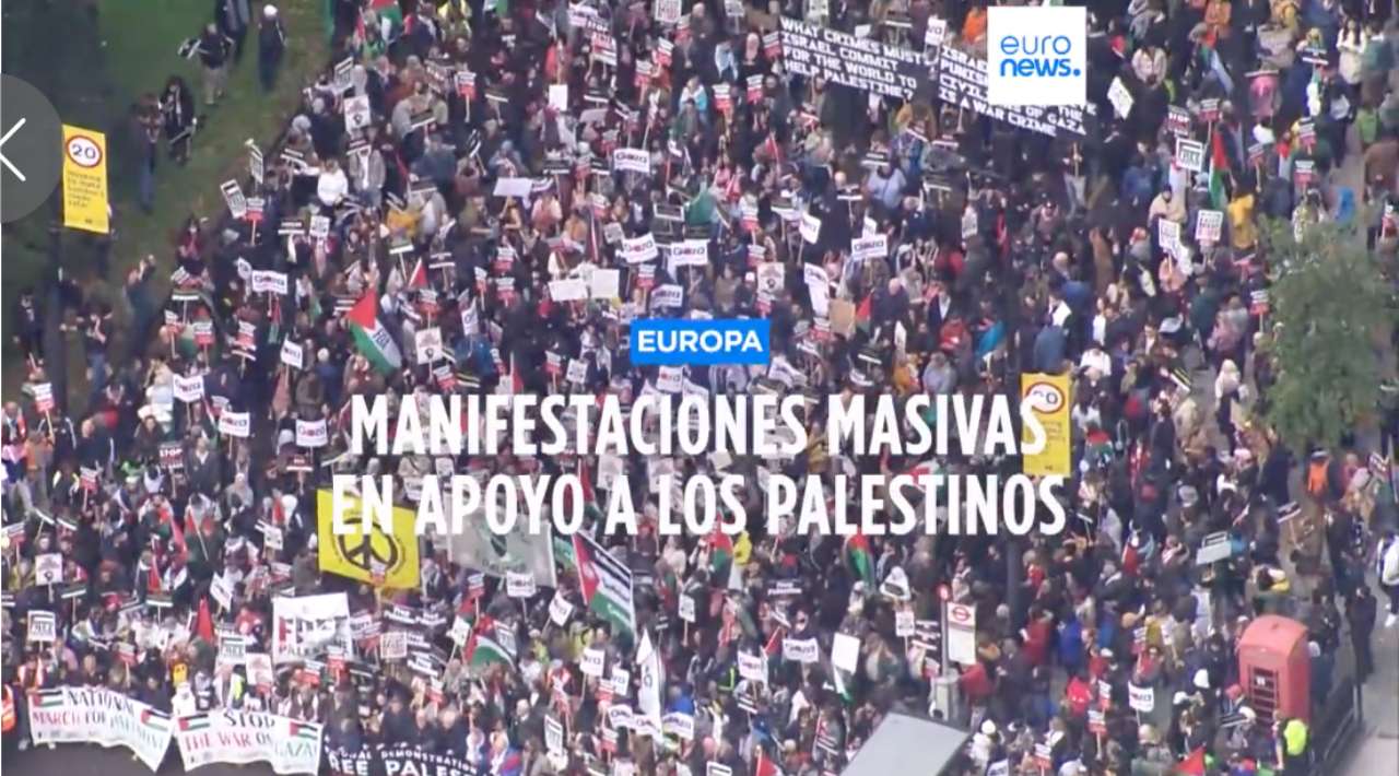 Manifestaciones masivas en Europa en apoyo a los palestinos