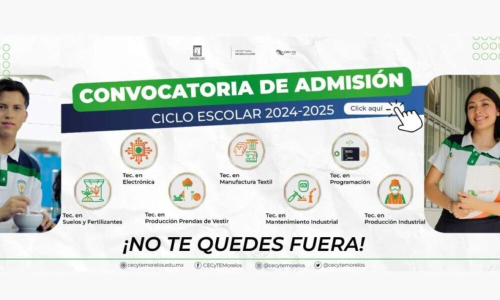 A través de su página de internet, inicia el preregistro de aspirantes a ingresar a los cinco planteles del CECYTE Morelos