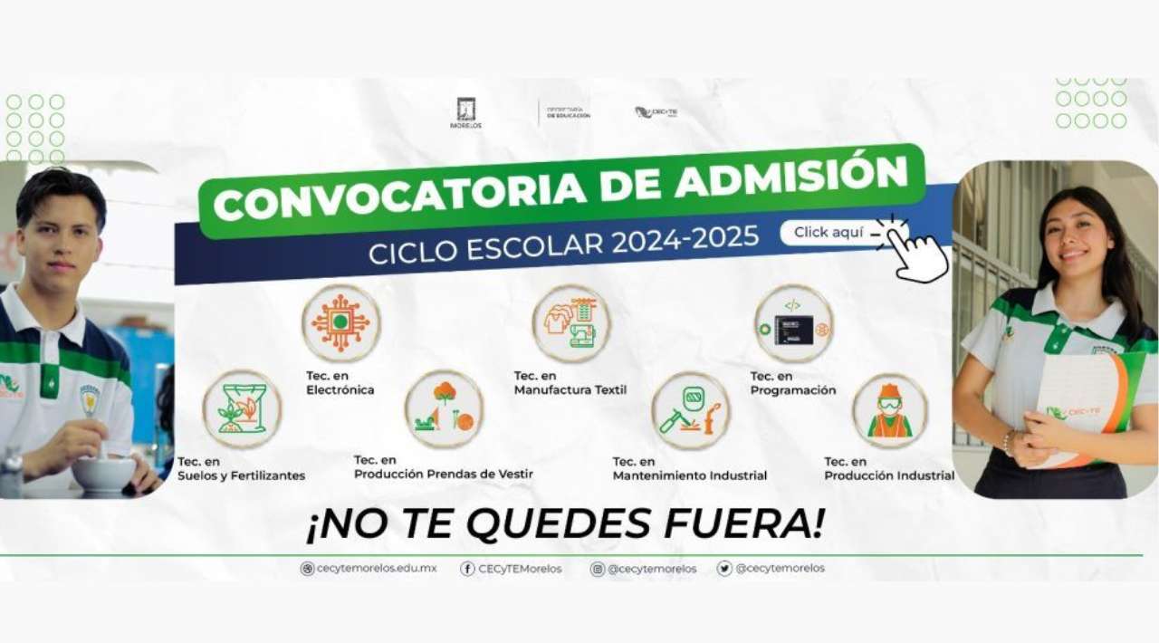 A través de su página de internet, inicia el preregistro de aspirantes a ingresar a los cinco planteles del CECYTE Morelos