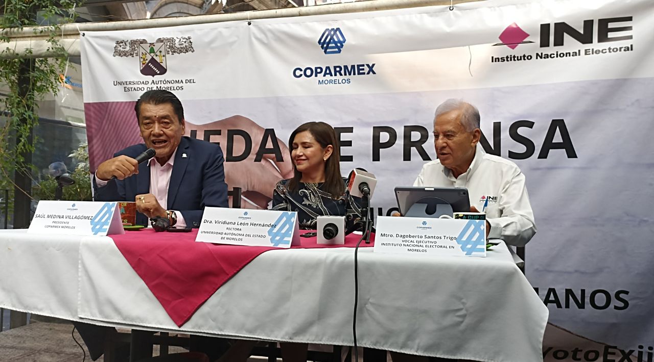 Coparmex Morelos, INE y UAEM se unen para fomentar una participación del 70% en las elecciones del 2 de junio