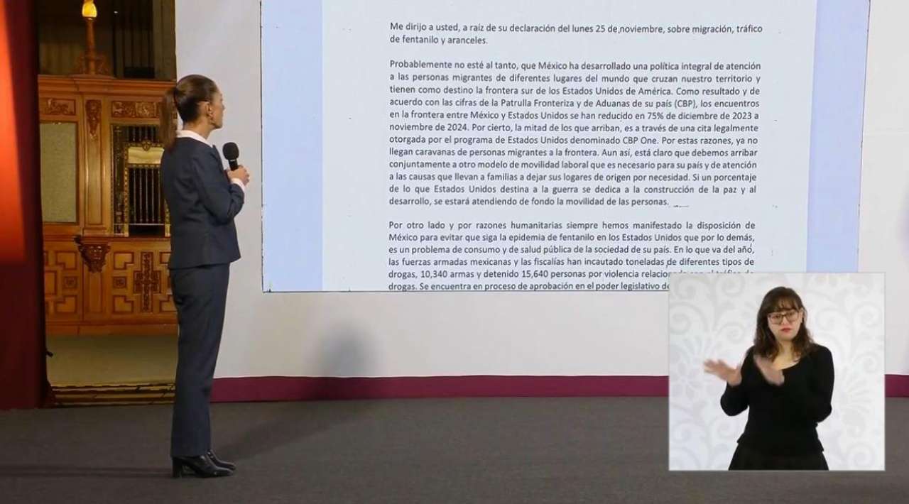 Sheinbaum enviará carta a Trump tras anunciar imposición de aranceles a México