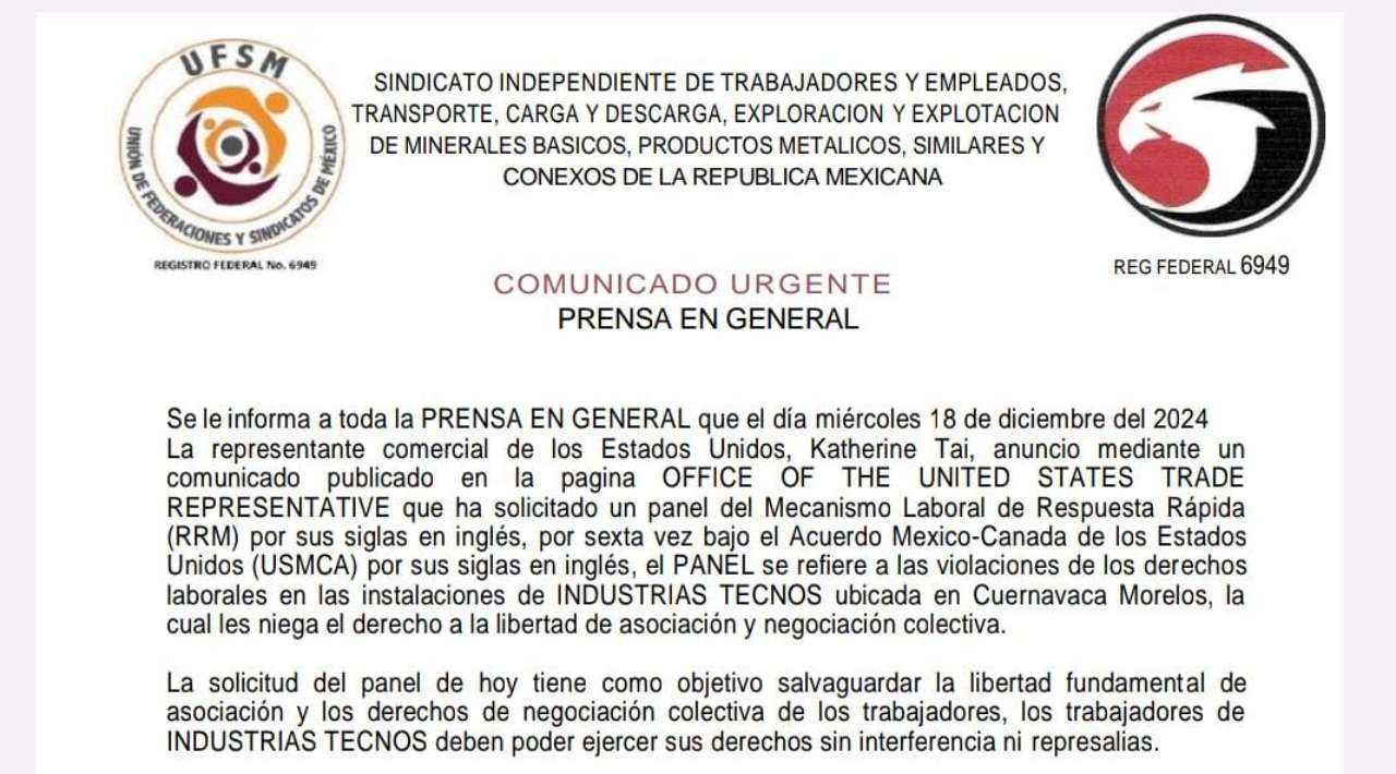 Señalan violación a los derechos de los trabajadores en la empresa americana Industria Tecnos de Cuernavaca