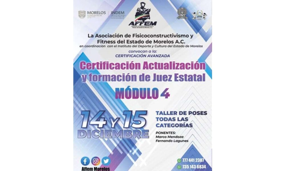 Morelos se prepara para la certificación de jueces y taller de físico constructivismo