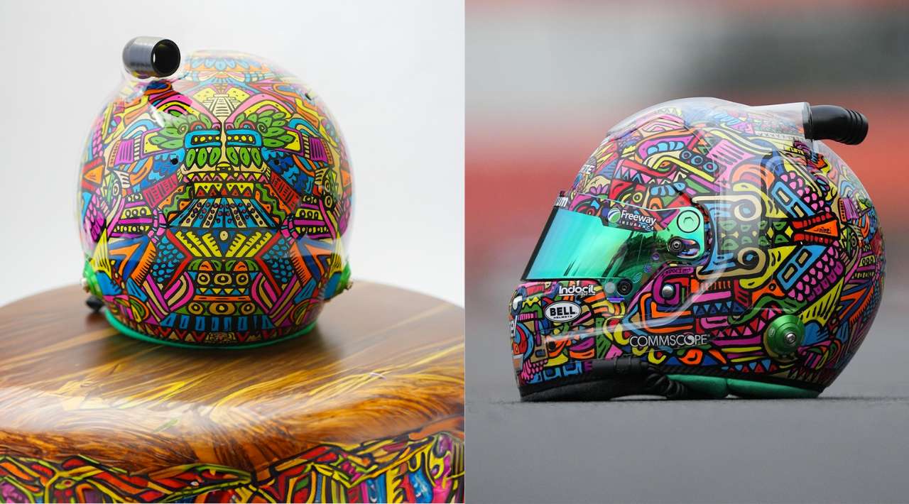 Daniel Suárez presenta su casco especial para la NASCAR México City Weeknd