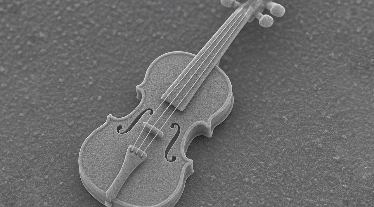 Físicos crean un violín microscópico, cabe en el grosor de un cabello humano