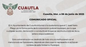 Se deslinda Ayuntamiento de Cuautla de exfuncionario policial