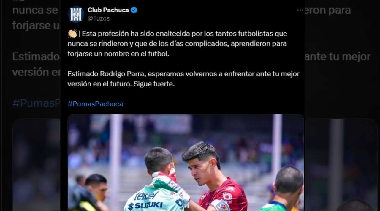 Pachuca Envía un Mensaje de Apoyo a Rodrigo Parra tras su Debut en la Liga MX
