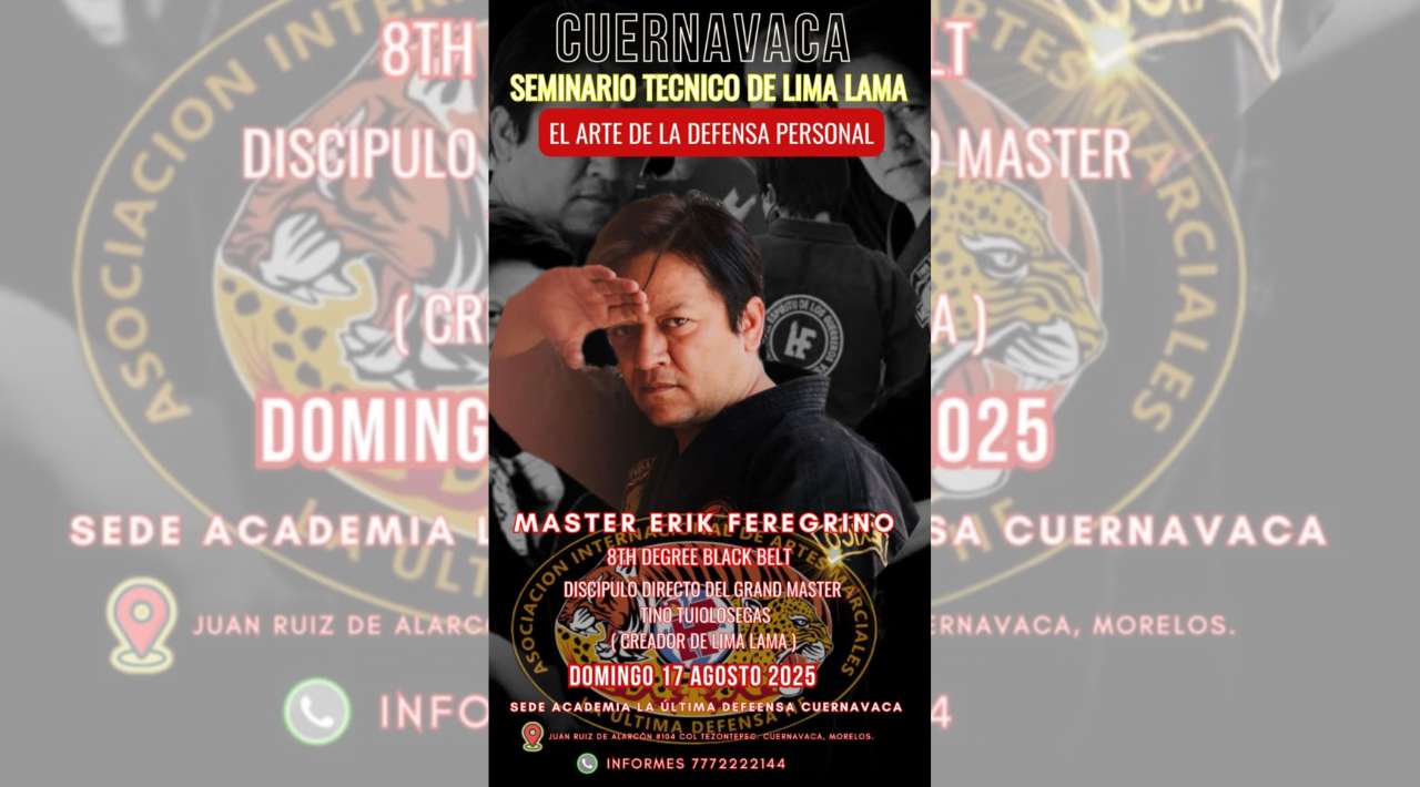 Cuernavaca será sede de gran seminario de Lima Lama con el Máster Erik Feregrino