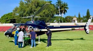 Realiza ISSSTE Morelos traslado aéreo de paciente para atención especializada, tras complicaciones en parto