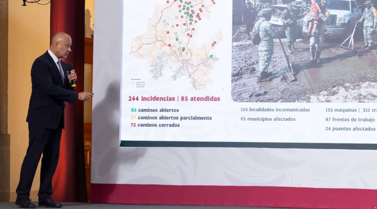 Avanza en reparación de carreteras tras lluvias; 99 incidencias ya fueron atendidas: SICT