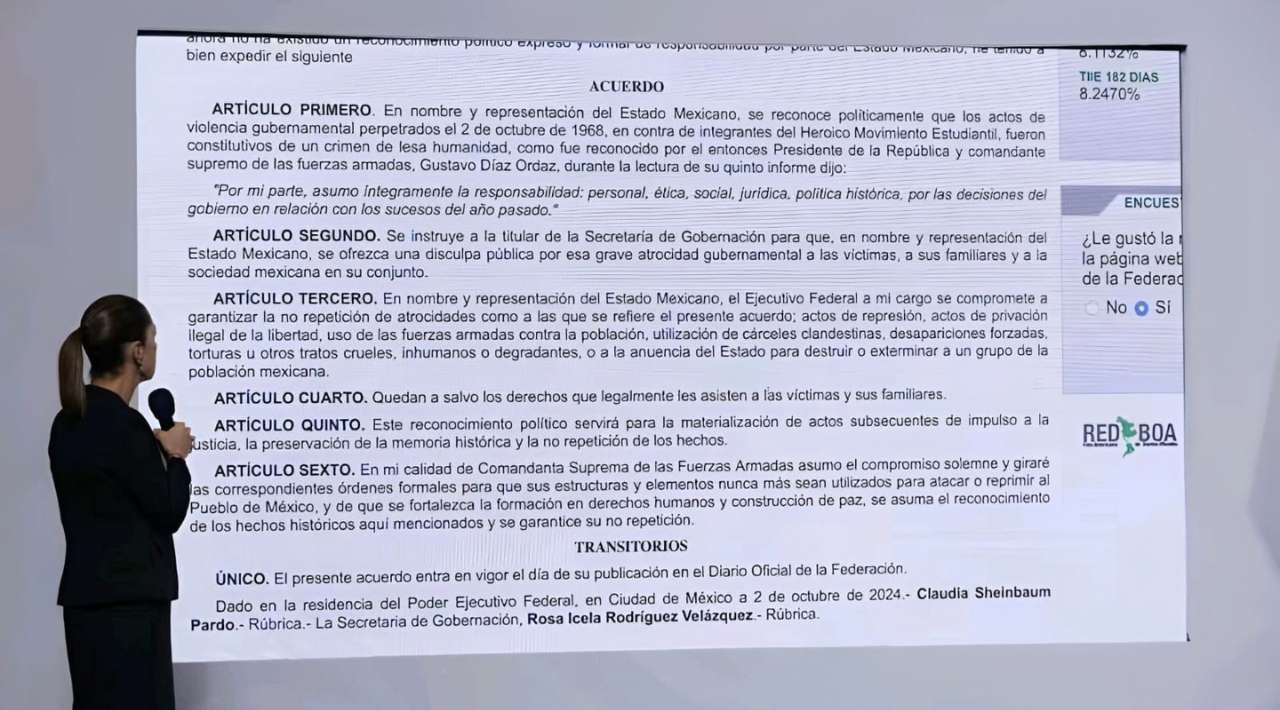 “2 de octubre no se olvida”: Sheinbaum promete no repetir atrocidades a 57 años de Tlatelolco