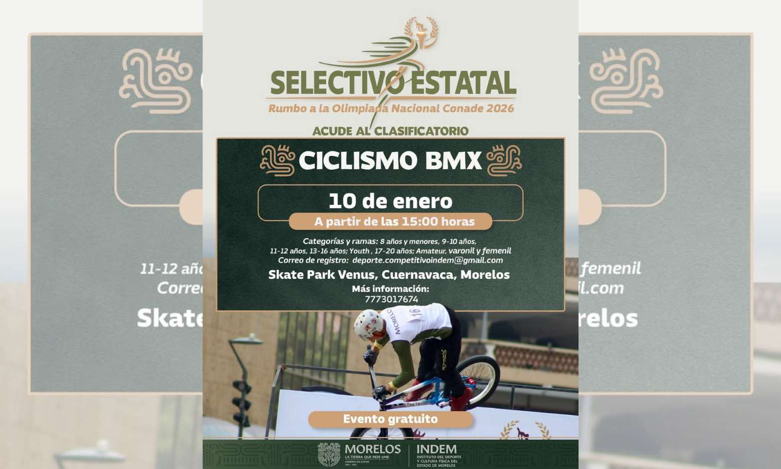 Morelos Convoca al Selectivo Estatal de BMX Rumo a la Olimpiada Nacional Conade 2026