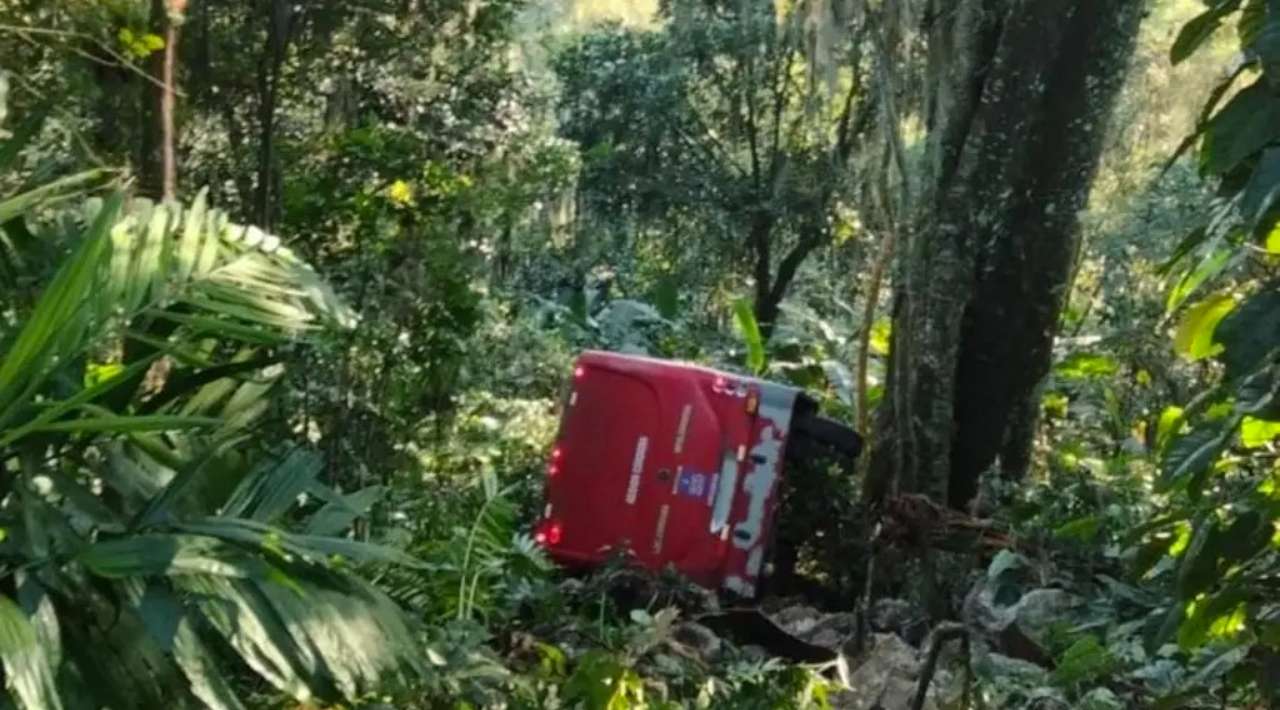Autobús se desbarranca en carretera de Veracruz; reportan tres lesionados