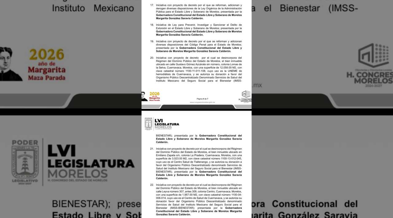 Recibe Congreso siete iniciativas enviadas por la gobernadora