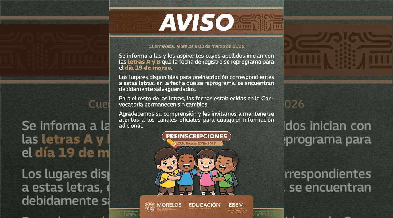 Reprograma IEBEM registro de preinscripción para aspirantes con apellidos A y B en secundaria