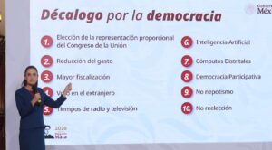 Sheinbaum presenta el “Decálogo por la Democracia” como base de su reforma electoral