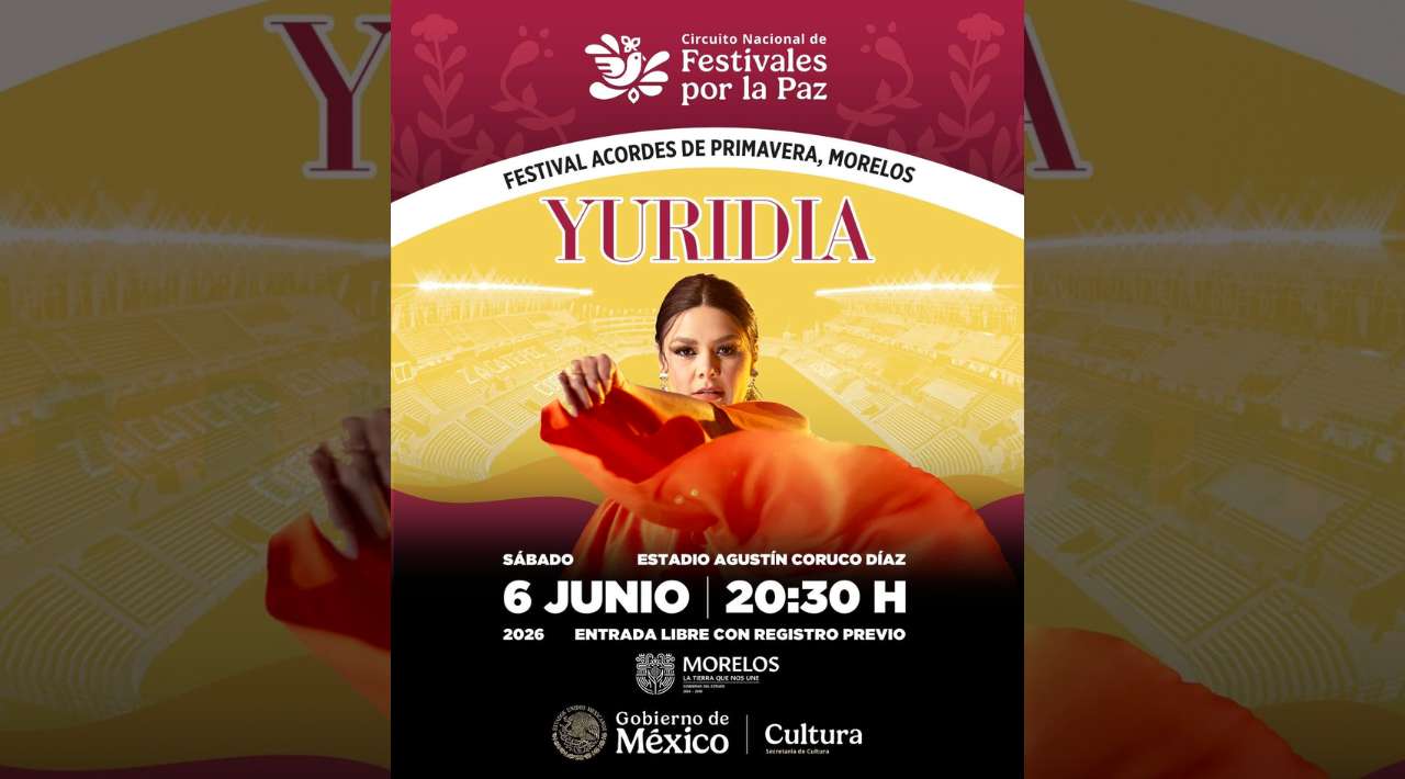 Secretaría de Cultura anuncia presentación gratuita de Yuridia en Zacatepec