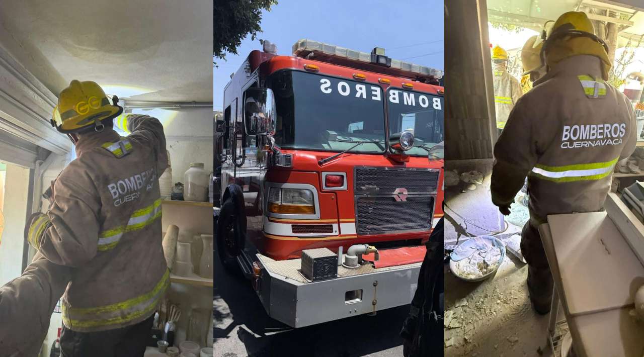 Movilización de bomberos en Cuernavaca tras un incendio en una cafetería de avenida San Diego