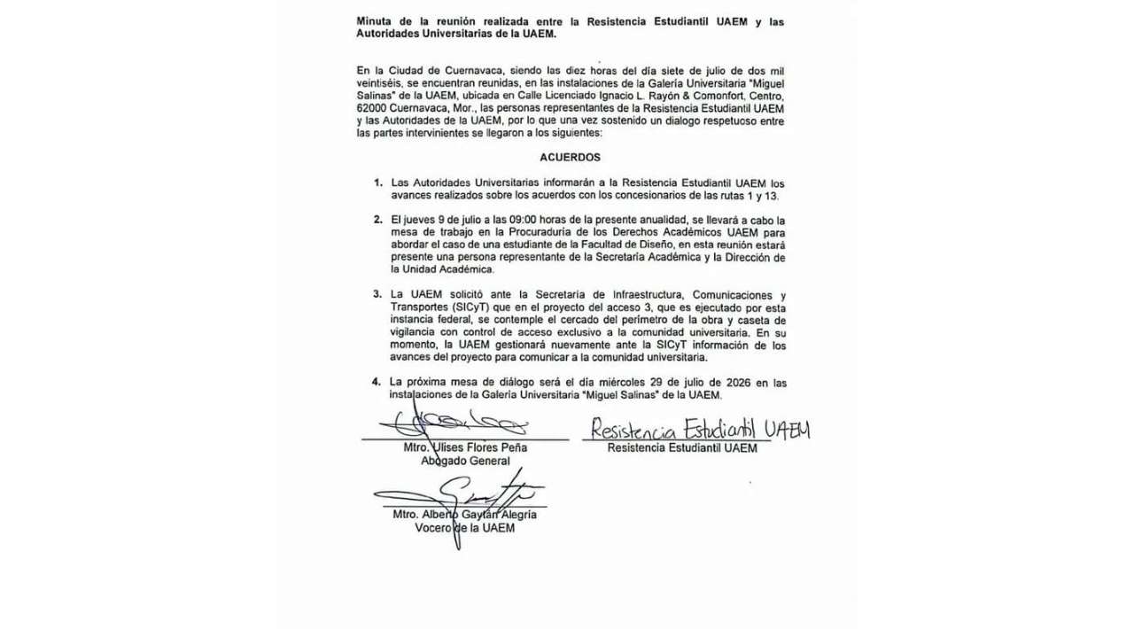 UAEM y Resistencia Estudiantil logran acuerdos; priorizan transporte y seguridad en nuevo acceso
