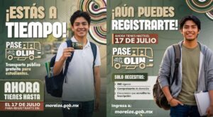 Amplían plazo de registro para el programa Pase Olin en Morelos: nueva fecha límite
