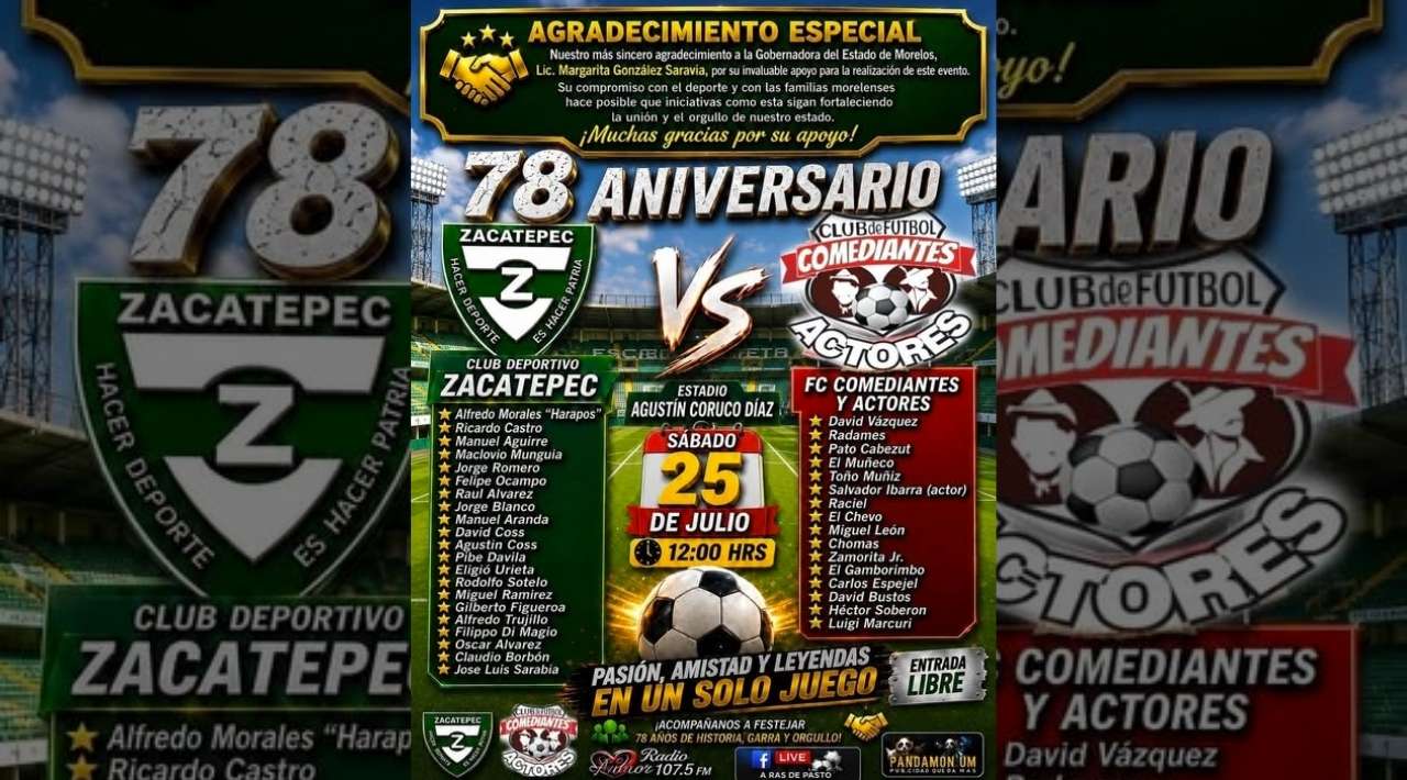Zacatepec celebra 78 años de historia con partido entre Leyendas Cañeras y Famosos