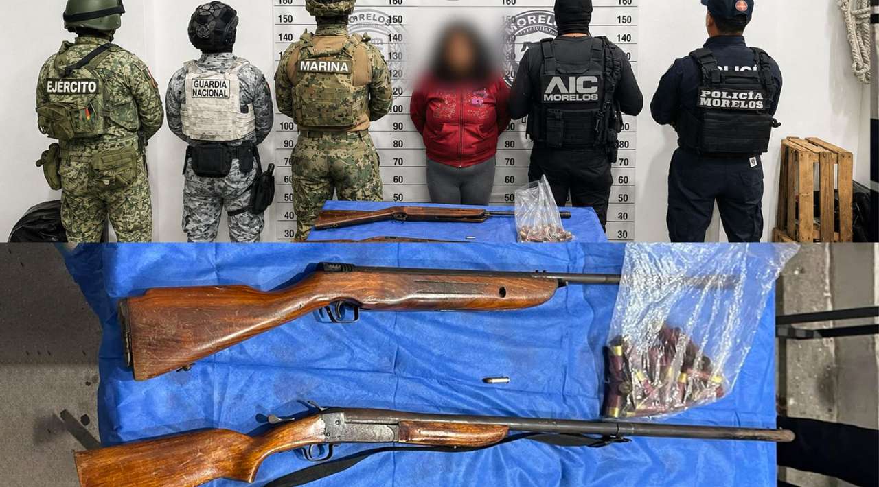 Aseguran a mujer con dos rifles durante cateo en Ocuituco
