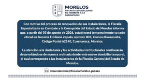 La Fiscalía Anticorrupción de Morelos cambia de sede temporal: conoce la nueva ubicación
