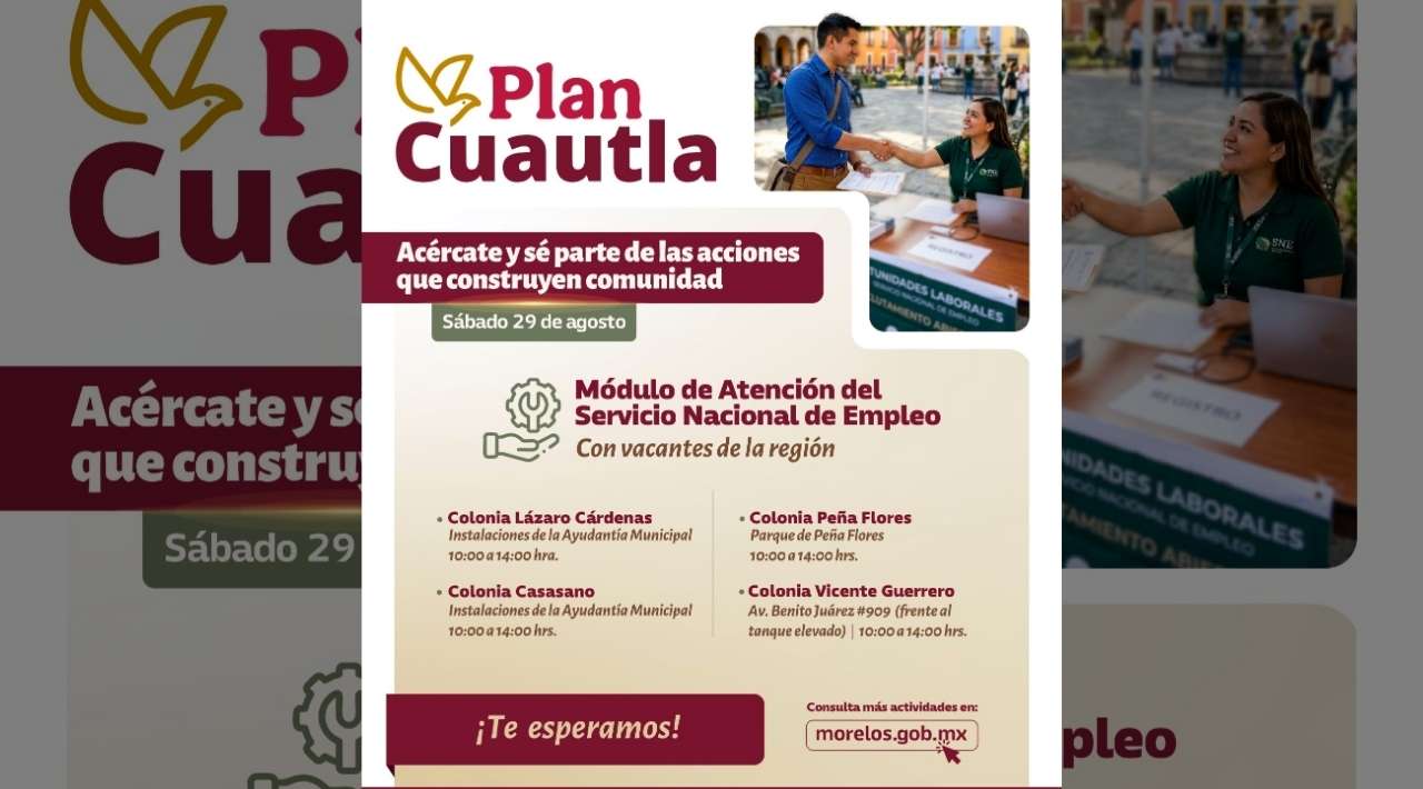 Instalarán módulos de empleo en Cuautla este sábado: sedes, horarios y requisitos