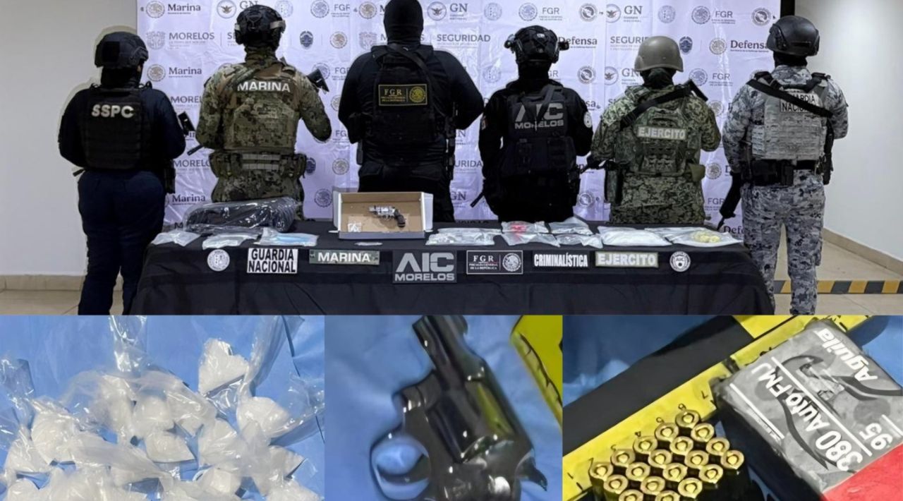 Catean vivienda en Temixco y aseguran drogas, armas y equipo táctico gracias a denuncia anónima