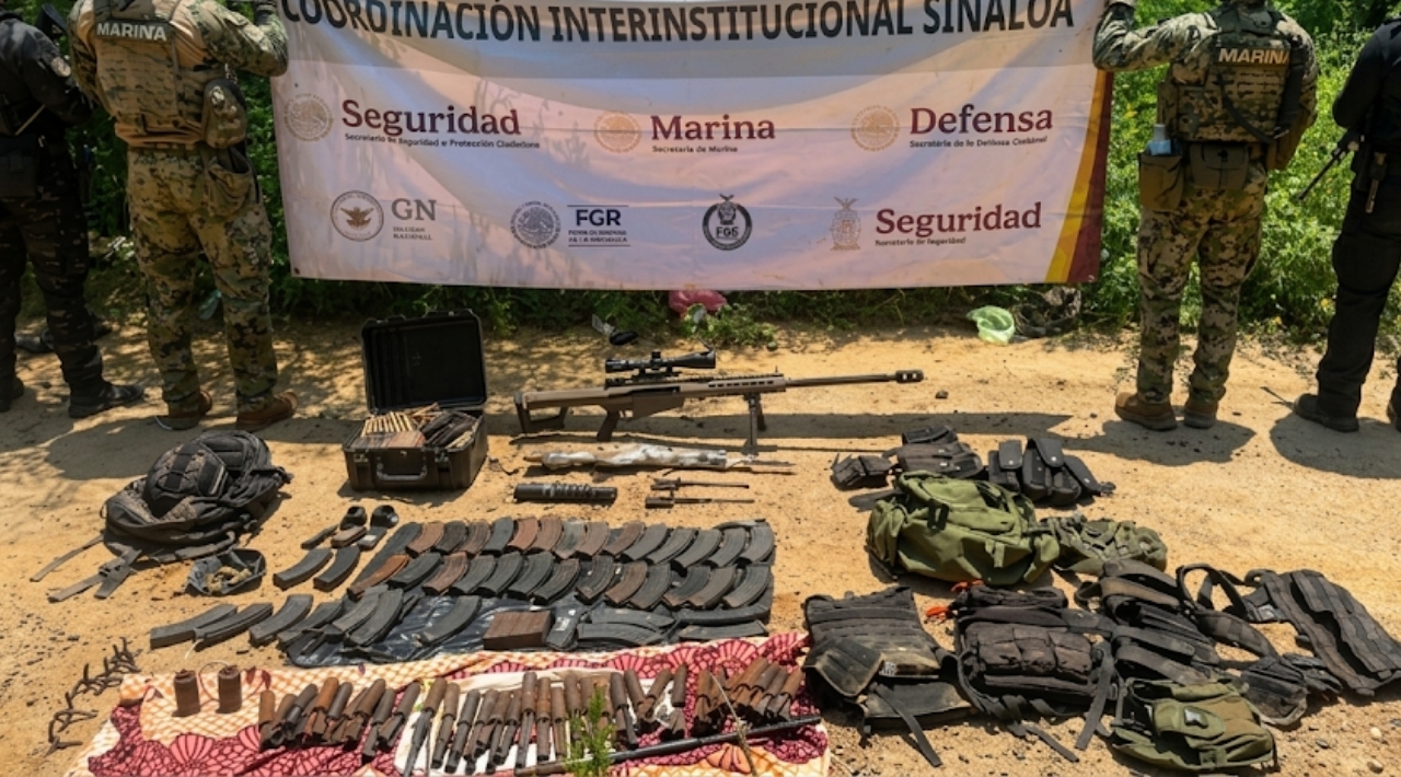 Incautan 49 explosivos, armas y droga en Concordia, Sinaloa