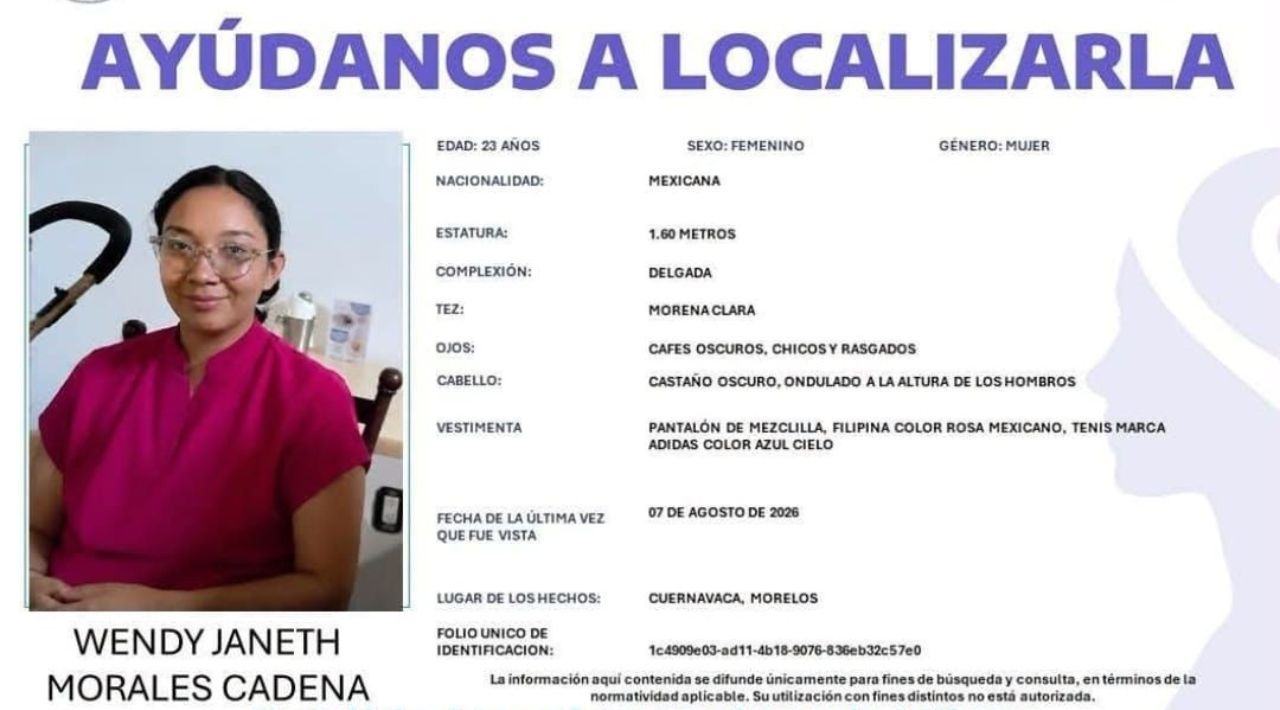 Universidad Autónoma del Estado de Morelos expresa su solidaridad y exige localización de la alumna Wendy Janeth Morales Cadena