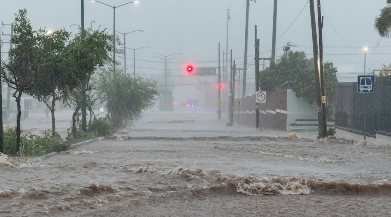 Huracán Polo llega a Guaymas como categoría 1 y provoca inundaciones