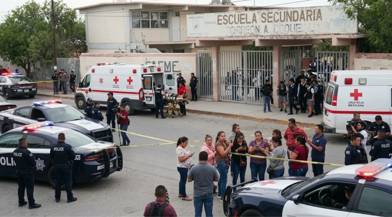 Ataque en secundaria de Torreón deja una persona muerta y cuatro lesionados; Gabinete de Seguridad federal y la SEP mantendrá coordinación.