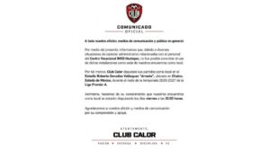 Club Calor jugará en Chalco como local el resto de la temporada 2026-2027
