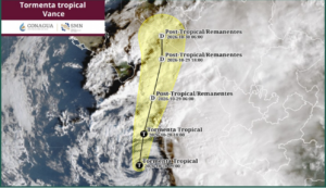 Tormenta tropical Vance provocará lluvias intensas en Sinaloa, Nayarit y Durango