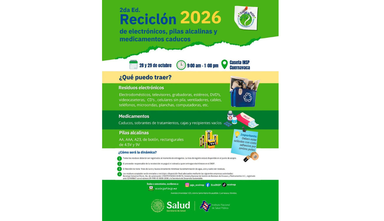 INSP realizará Reciclón de electrónicos y medicamentos caducos en Cuernavaca