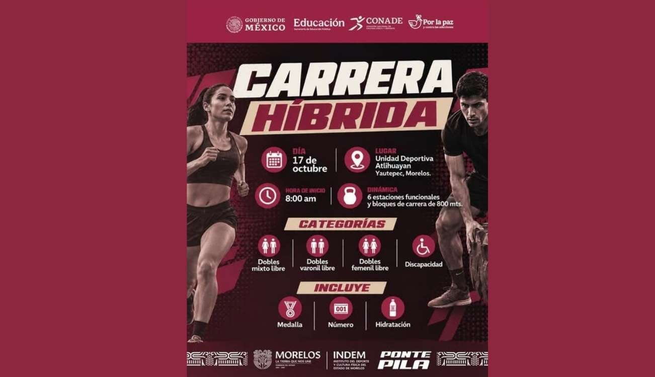 Carrera híbrida en Yautepec combinará velocidad y ejercicios funcionales en Atlihuayán