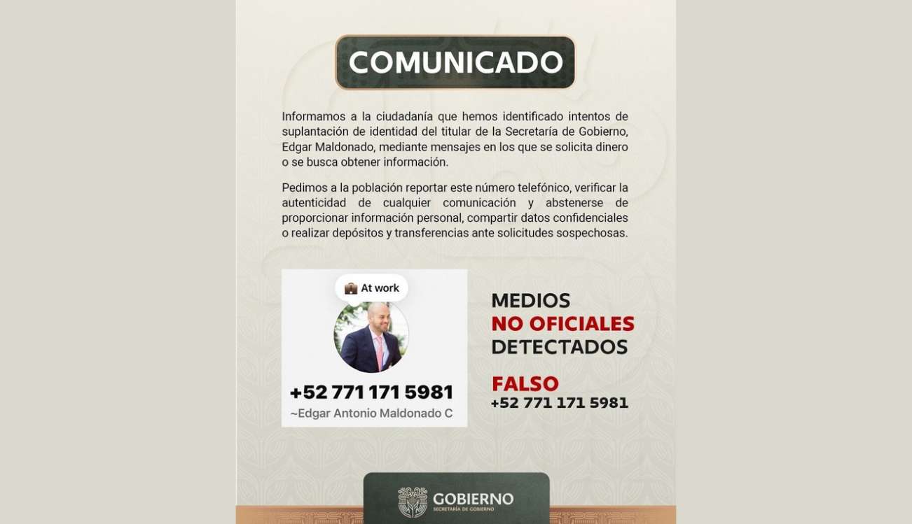Alertan por llamadas fraudulentas a nombre del secretario de Gobierno de Morelos